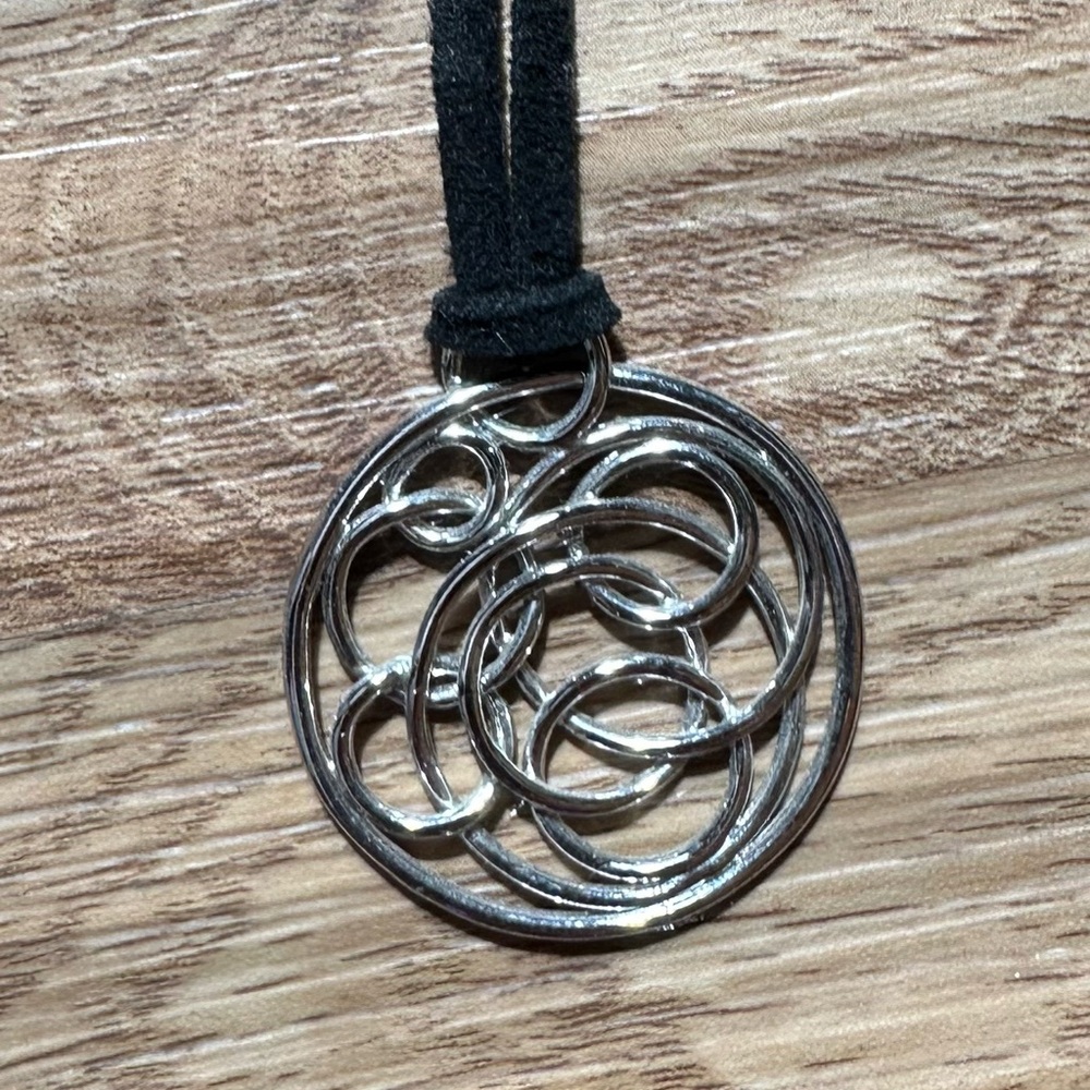 Lia Sophia Silver and Black Swirl Pendant Necklace